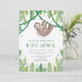 Invitation Sloth Baby Boy Bow Cravate douche Jungle Thème (Debout devant)