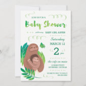 Invitation Sloth Baby shower Rainforest Jungle Thème (Devant)