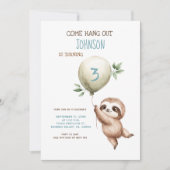 Invitation Sloth Birthday Come Hang Out 1st Birthday (Devant)