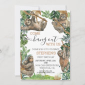 Invitation Sloth Come Hang out avec nous Anniversaire (Devant)