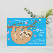 Invitation Sloth Cute Kids 1er anniversaire (Debout devant)
