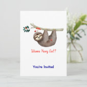 Invitation Sloth Hanging from Branch TEXT Voulez-vous vous ac (Debout devant)