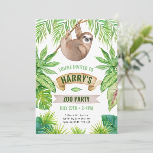 Invitation Sloth Invitation, zoo (Debout devant)