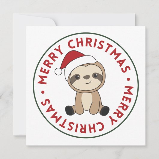 Invitation Sloth Noël Neige hiver Animaux Sloths Invitat (Devant)