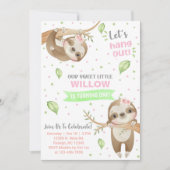 Invitation Sloth paresse l'invitation d'anniversaire fille, n (Devant)