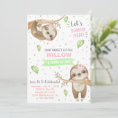Invitation Sloth paresse l'invitation d'anniversaire fille, n (Debout devant)