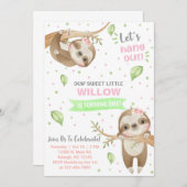 Invitation Sloth paresse l'invitation d'anniversaire fille, n (Devant / Derrière)