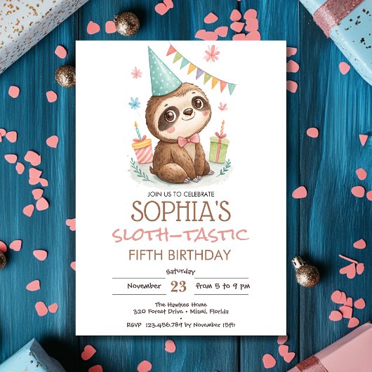 Invitation Sloth sloth-tastic kids birthday