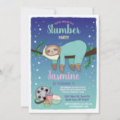 Invitation Sloth Stwood Party Anniversaire Films Turquoises P (Devant)