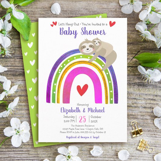 Invitation Slots Boho Rainbow Baby shower Moderne Cute Sweet