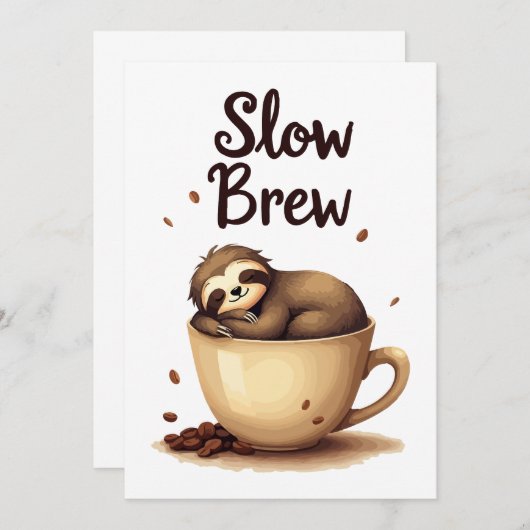 Invitation Slow Brew Coffee Sloth (Devant / Derrière)