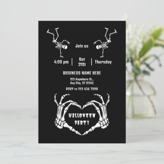 Invitation Small Business The Skeleton Love Custom Halloween (Debout devant)