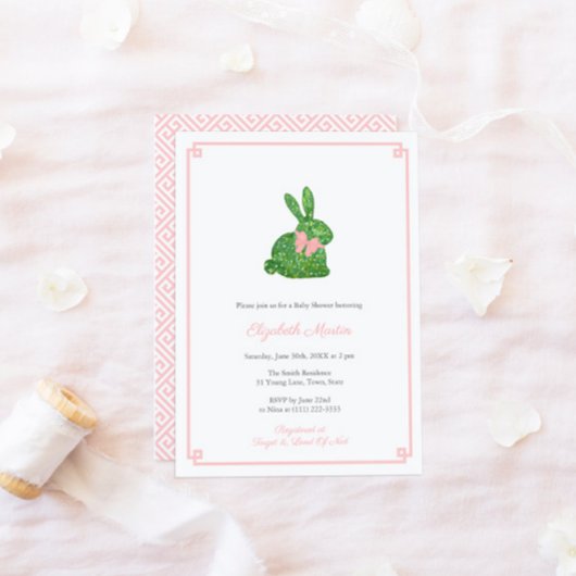 Invitation Smart Boxwood Lapin Fille Baby Shower Party