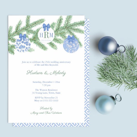 Invitation Smart Holidays Monogram Mariage Anniversaire fête