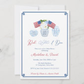 Invitation Smart Red White Due Chinoiserie Baby shower Party (Devant)