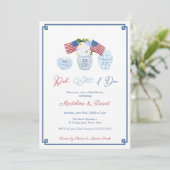 Invitation Smart Red White Due Chinoiserie Baby shower Party (Debout devant)