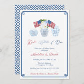 Invitation Smart Red White Due Chinoiserie Baby shower Party (Devant / Derrière)