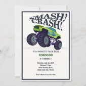 Invitation Smash Crash - Moderne Monster Vert Camion Annivers (Devant)