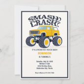 Invitation Smash Crash - Monster Jaune moderne Camion Anniver (Devant)