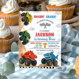 Invitation Smash Crash Monster Truck Anniversaire de enfant P