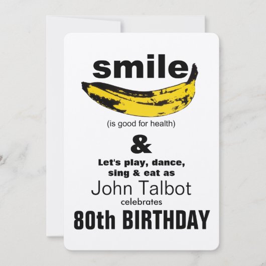 Invitation Smile est bon pour la santé 80e anniversaire fête (Devant)