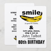 Invitation Smile est bon pour la santé 80e anniversaire fête (Devant / Derrière)