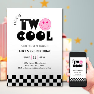 Invitation Smile Face Retro 2e anniversaire Cool