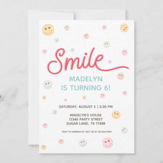Invitation Smile Happy Face Multicolor (Devant)