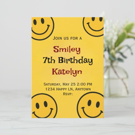 Invitation Smiley Anniversaire (Debout devant)