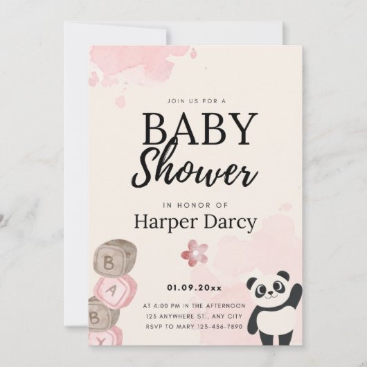 Invitation Smiling Bear Baby Shower Invite (Devant)
