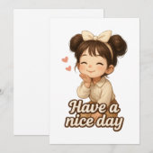 Invitation Smiling Girl with Positive Message (Devant / Derrière)