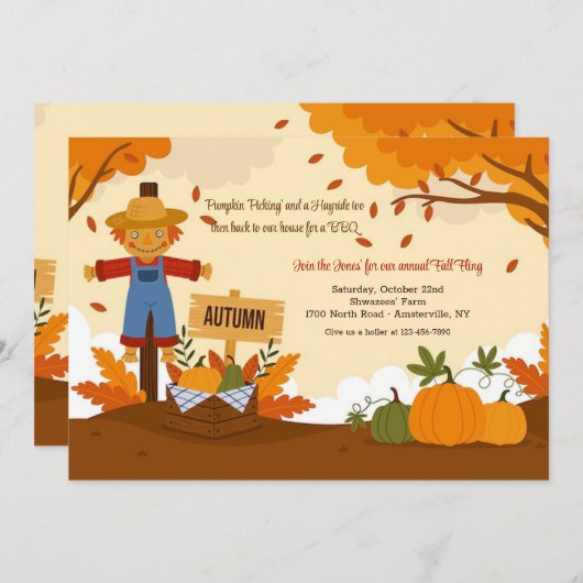 Invitation Smiling Scarecrow (Devant / Derrière)