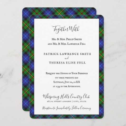 Invitation Smith Clan Tartan Scottish Plaid (Devant / Derrière)