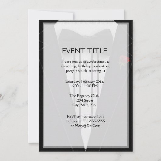 Invitation Smoking avec le monogramme de cravate d'arc (Devant)