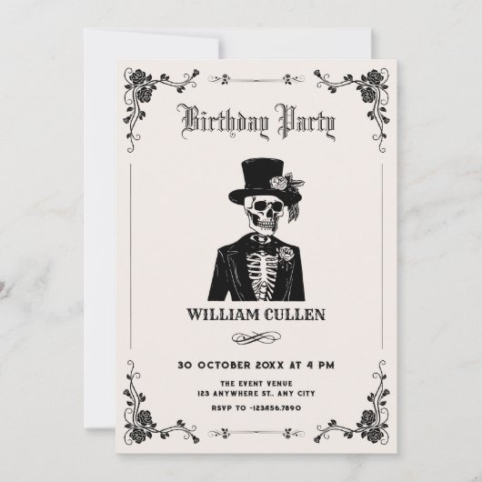 Invitation Smoking crâne  (Devant)