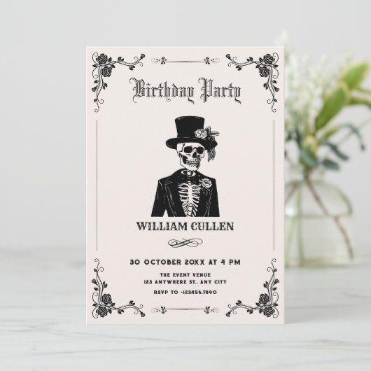 Invitation Smoking crâne  (Debout devant)