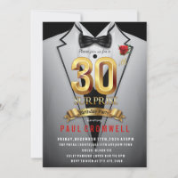 Invitation smoking pour 30e anniversaire surprise