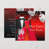 Invitation Smoking rouge robe Nouvel An Soirée (Devant / Derrière)