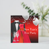 Invitation Smoking rouge robe Nouvel An Soirée (Debout devant)