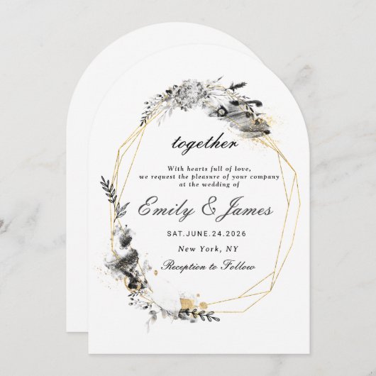 Invitation Smoky Frame or chic mariage (Devant / Derrière)