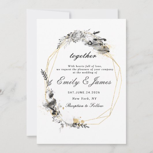Invitation Smoky Frame or chic mariage (Devant)