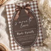Invitation S'more à aimer Baby Shower marron Gingham Bow