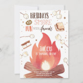 Invitation S'more Bonfire Smore Amusants Amis Camping Anniver (Devant)