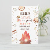 Invitation S'more Bonfire Smore Amusants Amis Camping Anniver (Debout devant)