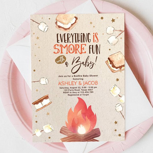 Invitation S'more Bonfire Smore Baby shower des couples plus 