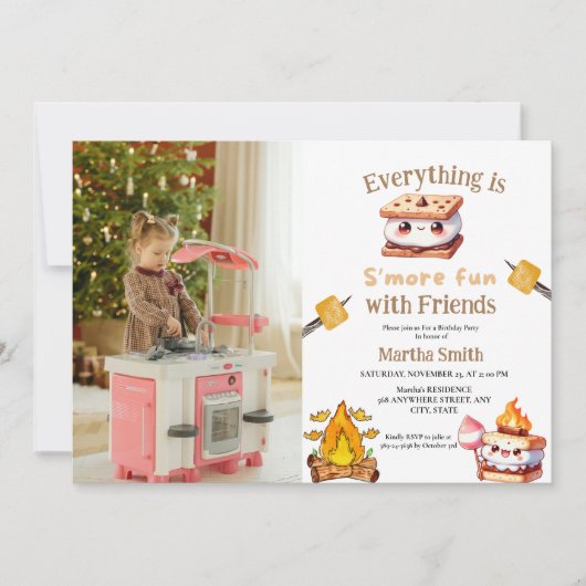 Invitation S'more Bonfire Smore Fun Couples Anniversaire (Devant)