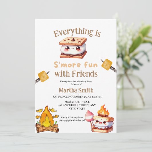 Invitation S'more Bonfire Smore Fun Couples Anniversaire (Debout devant)