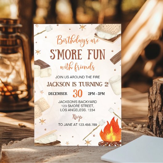 Invitation S'more Campfire Smore Amoureux Camping Anniversair