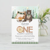 Invitation S'more Camping Bear ONE Happy Camper 1er anniversa (Debout devant)