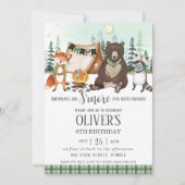 Invitation S'more Camping Bonfire Bear Fox Raccoon Anniversai (Devant)